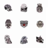 heart crystal bead stainless steel punk beads for bracelets necklace buddha eagle wolf lion making charms for jewelry hand made