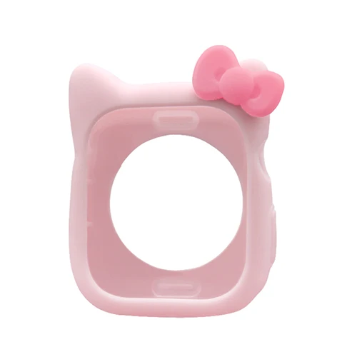 Силиконовый чехол для Apple Watch, чехол 5, 4, 44 мм, 40 мм, мультяшный чехол hello kitty для iWatch 3, 2, 1, 38 мм, 42 мм, защитный чехол - Цвет: pink-pink