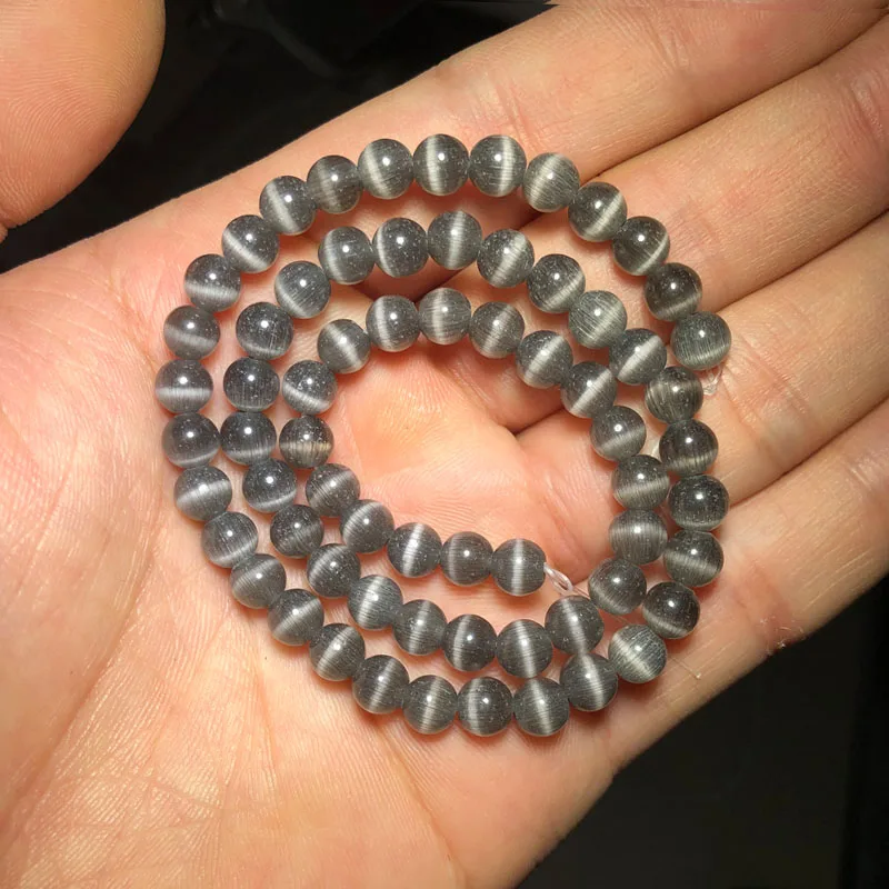 Темно-серые бусины YHBZRET в виде кошачьих глаз круглые свободные разделители для