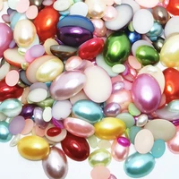 50200pcspack colorful half round oval flat back pearls mix sizes abs imitation fashion beads to diy nail art