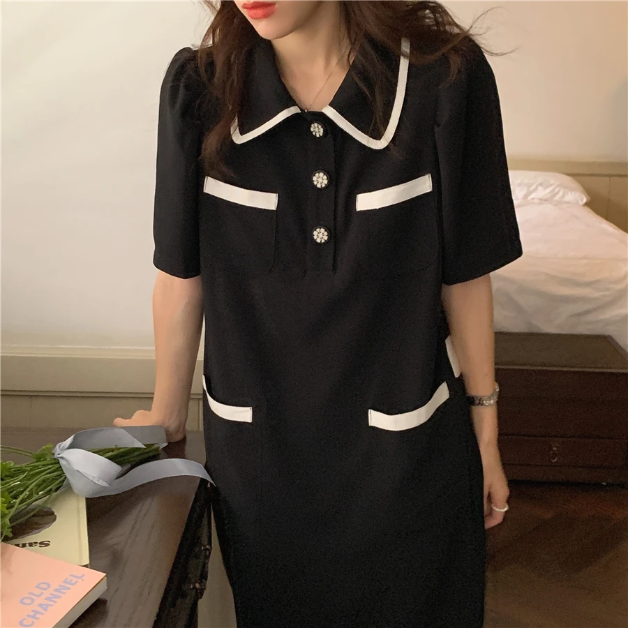 

Alien Kitty Color-Hit Slim Straight Loose 2021 New Femme OL Prom Summer Shirts Dress Casual Sexy Thin Mini Dresses Vestidos