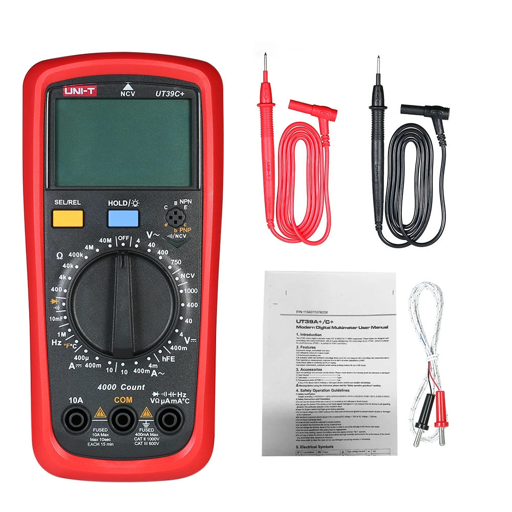 UNI-T UT39C+ ЖК-цифровой мультиметр DC/AC напряжение измеритель тока NCV Емкость Сопротивление диод тестер Вольтметр Амперметр