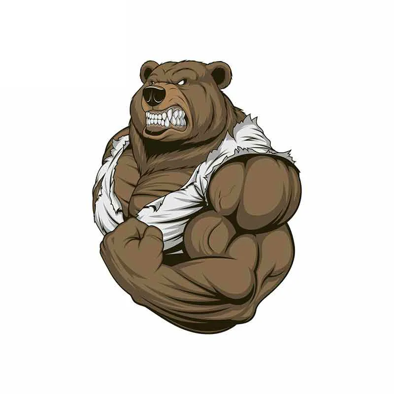 

Bear Muscles Cartoon Car Sticker Vinyl Auto Accessories Car Window Car Styling Decal PVC 10cm*13cm Cover Scratches Waterproof
