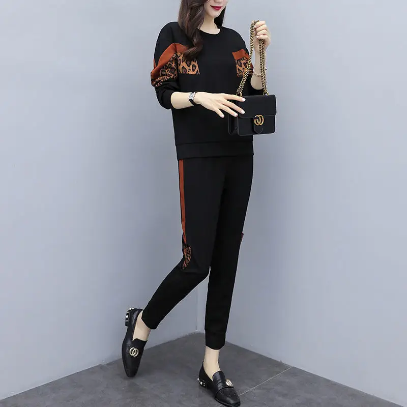 

Women's Sports Loose Suit Running Female Fashion Causal Tracksuit Long Sleeve O Neck Two Piece Elegant Outerwear Sets W17