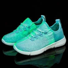 UncleJerry Women Summer Sneakers Fiber Optic LED light up Shoes for girls women USB Rechargeable glowing Shoes for party dancing