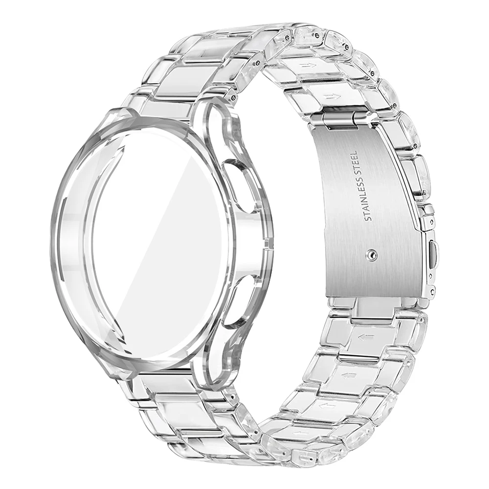 Ремешок и чехол из прозрачной смолы для samsung galaxy watch 4 44 мм 40 браслет classic 46 42 2 шт. |