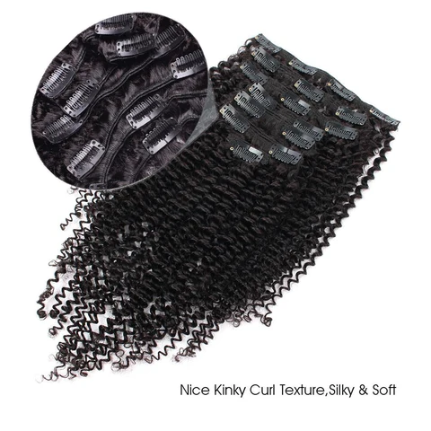 Kinky Curly Clip in Hair Extension Maxine 3C 4A Afro Kinky Curly Clip in Human Hair Extensions Women 120 г/компл. клипсы на всю голову
