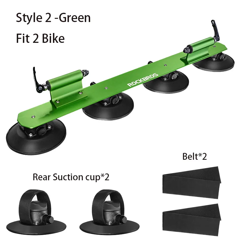 Style 2-Green ROCKBROS Автомобильный багажник на крышу с присоской, велосипедная стойка для горного велосипеда, велосипедная ступица, быстрая установка, Вакуумный патрон, крепежный аксессуар - Цвет: Style 2-Green