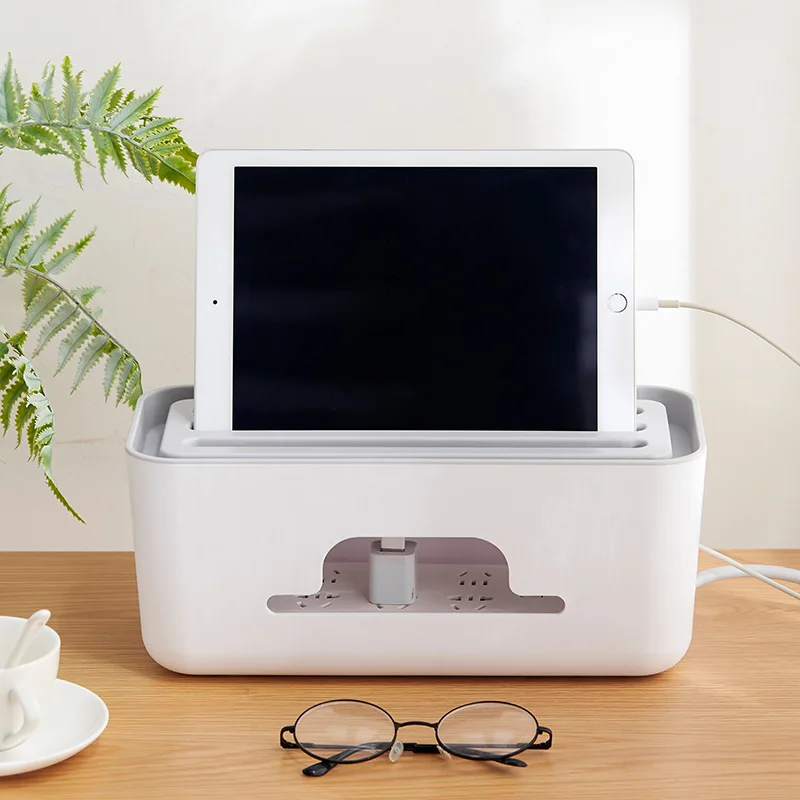 

Socket Wire Cable Management Storage Box ABS Plastic Power Plug Case Organizer Desk Computer Cord Hider for Home Office