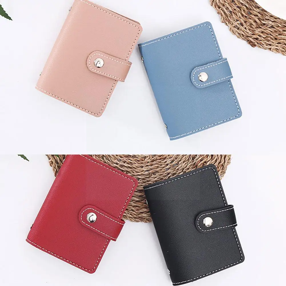 

26 Slots Id Credit Card Button Case Holder Pu Leather Bag Pocket Package Nfc Wallet Anti-theft Card Business Card Shielding N8M6