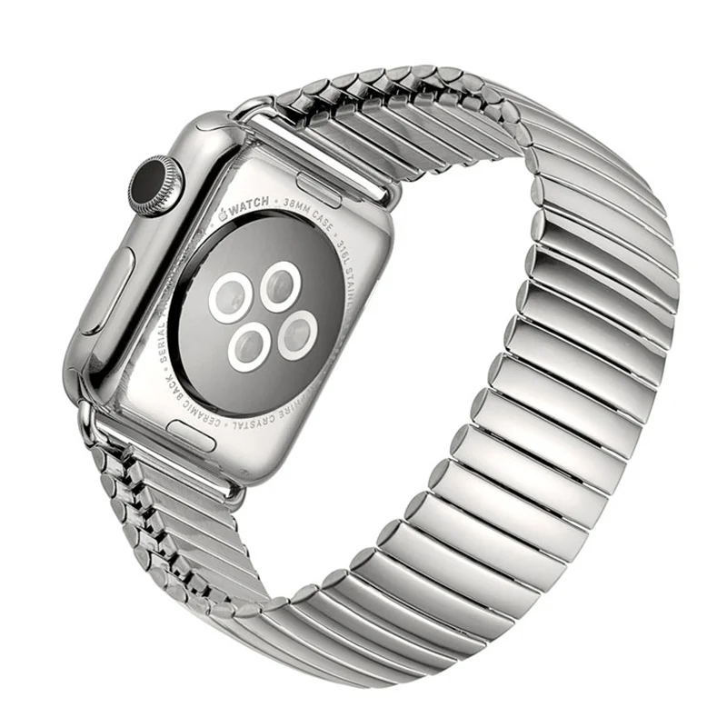 Ремешок эластичный для Apple watch band 44 мм 40 42 38 металлический браслет из нержавеющей