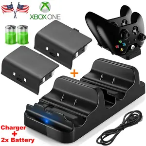 dual charging dock station controller charger with 2x rechargeable battery part usb charging station for xbox one game charger free global shipping