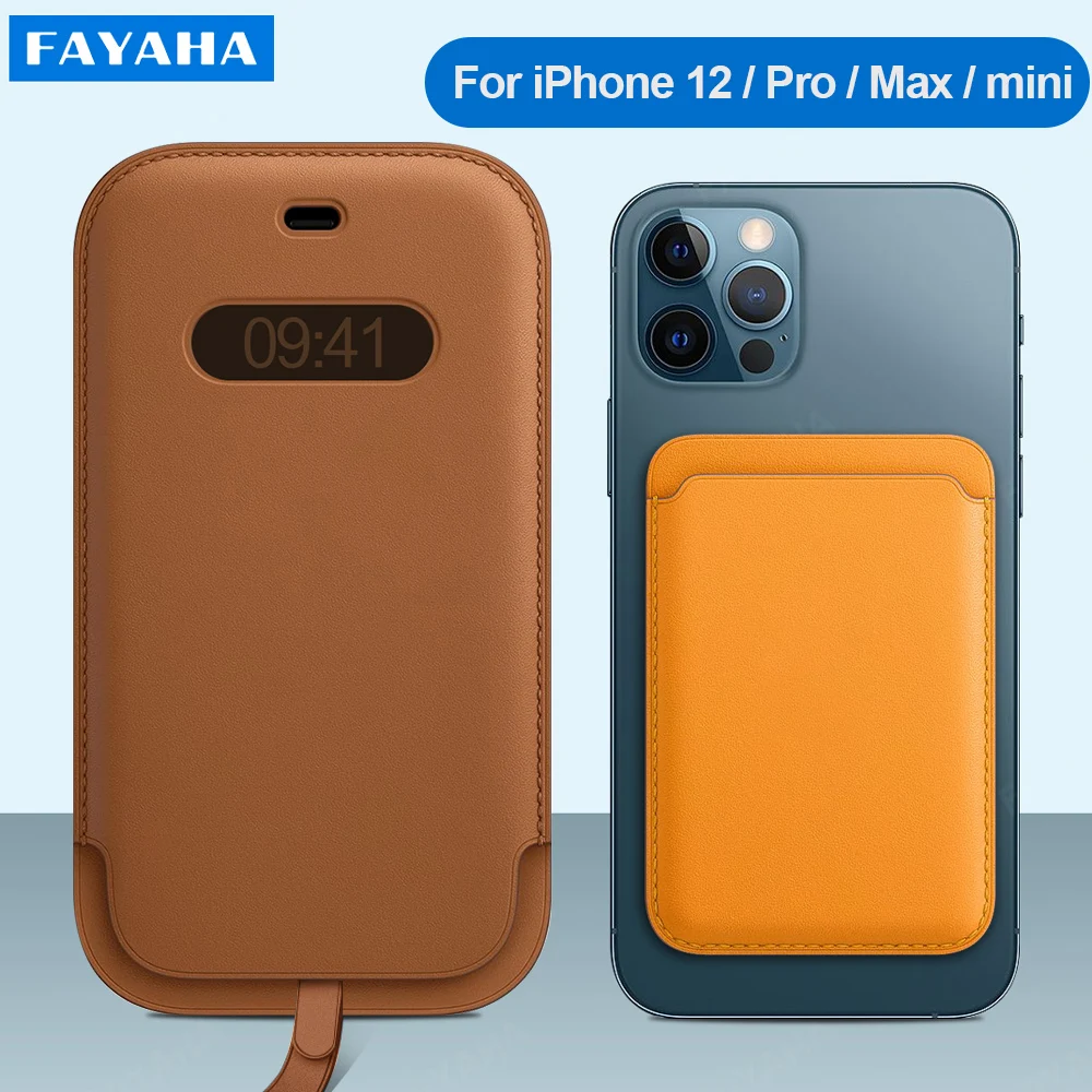 

Magnetic Safe Case For iPhone 12 Pro Max 12 Mini Case Universal Luxury Leather Magnetic Pouch Card Holder For Wireless Charging