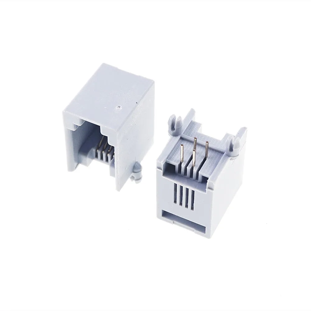 Однопортовый разъем для телефона RJ11 RJ10 RJ9 модульный 4P4C прямоугольный сквозной