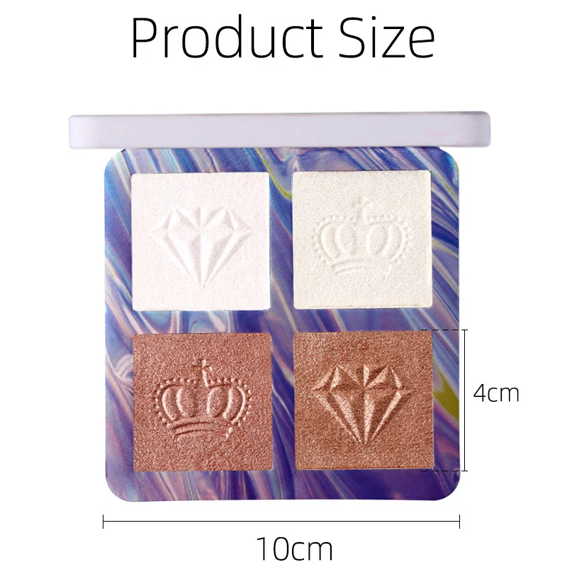 Палитра блестящих перламутровых хайлайтеров 4 цвета| |