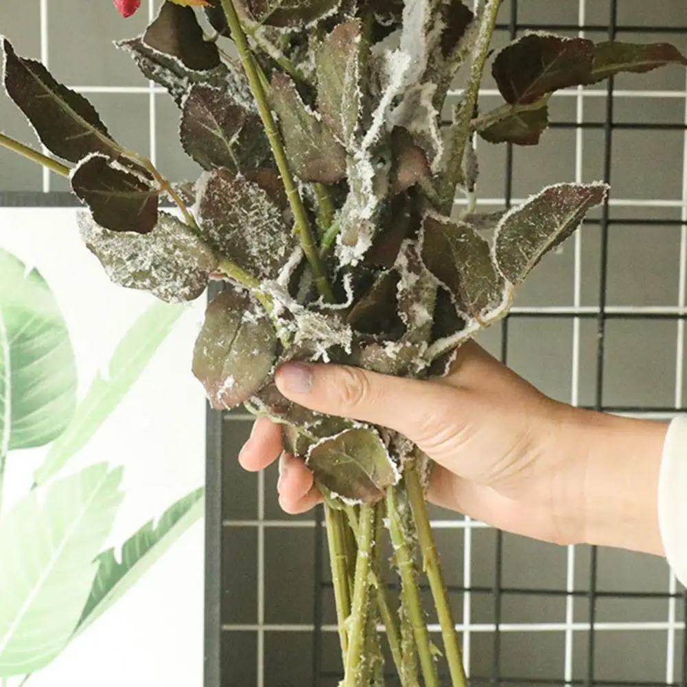 

Green Plants Snowflake Rose Imitation Flower Wedding Photo Prop Decor Ornament