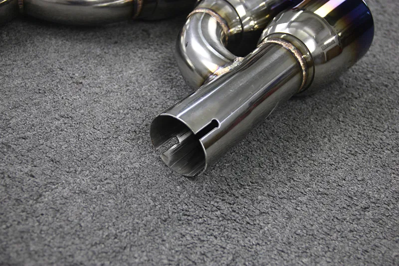 

2 Piece Grilled Blue 304 Stainless Steel Exhaust Pipe Fit For All Cars Car Accessories H Model Dual-out Muffler Tailpipe