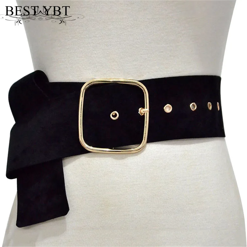 Best YBT Women Velvet Cloth Belt Alloy Pin Buckle Belt New Selling Fashion Decorative Cloth With Flannel Dress Casual Belt