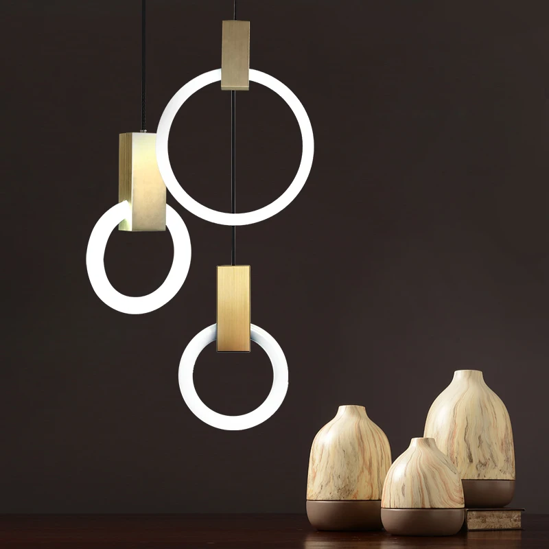 Вилла Лестницы светодиодный подвесной светильник круги T5 подвесные люстры Ligting