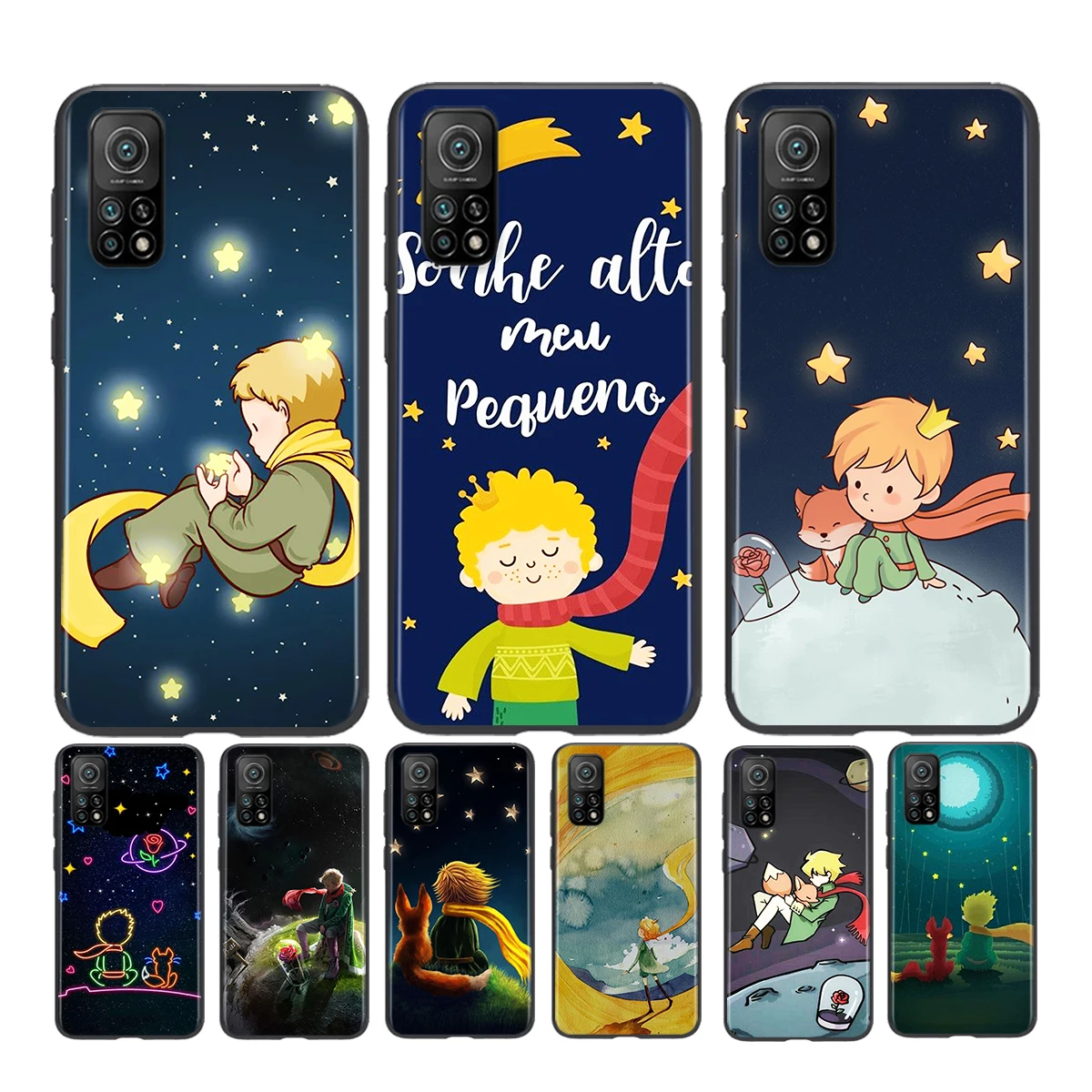 

Cute little Prince For Xiaomi Play Mix 3 Civi A2 A1 6X 5X Poco X3 NFC F3 GT M3 M2 X2 F2 Pro C3 F1 Black Phone Case Capa