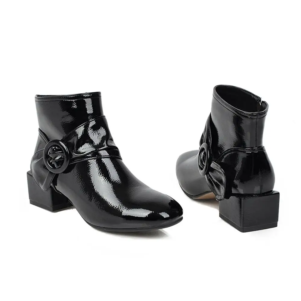 Женские ботильоны из лакированной кожи с квадратным носком на квадратном