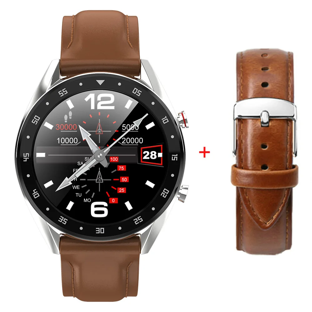 Double leather Смарт-часы Tornstic L7, поддержка телефонных звонков, набор ЭКГ, измерение сердечного ритма, умные часы, водонепроницаемые Ip68 часы для мужчин и женщин, Android IOS - Цвет: Double leather