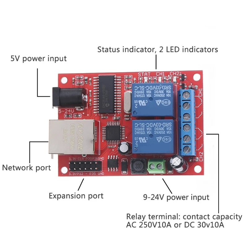 LAN Ethernet 2 Way Relay Board Delay Switch TCP/UDP Controller Module Web Server-3Z | Обустройство дома