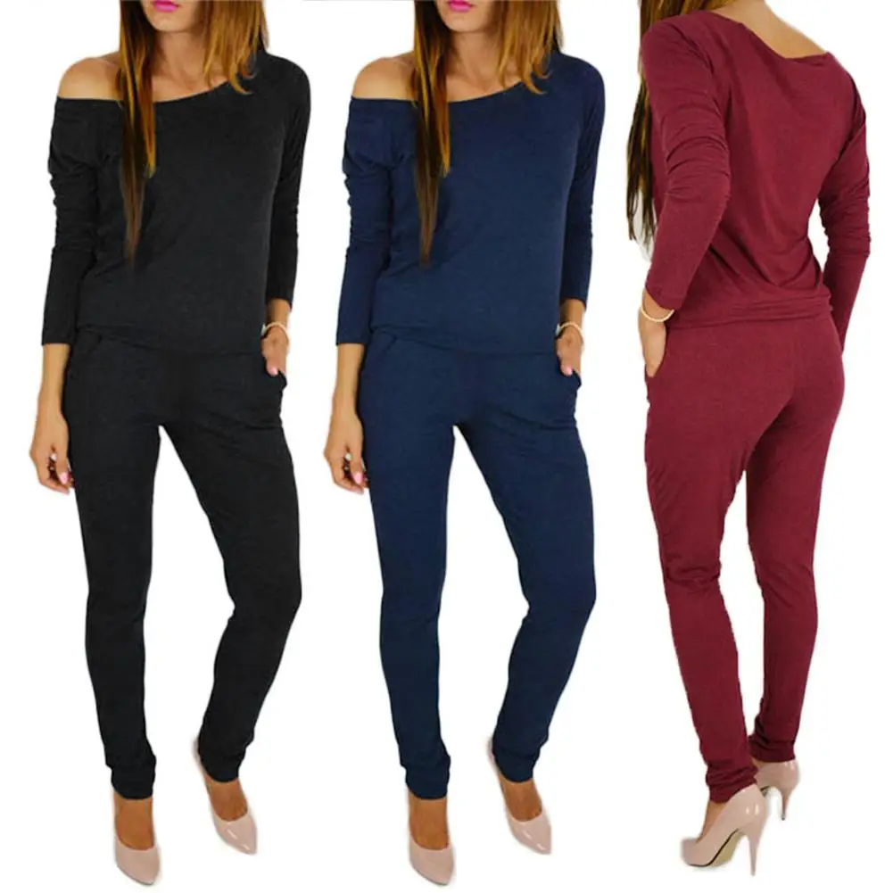 

Women Casual Jumpsuit Solid Color Long Sleeve Pockets Cotton Fitness Romper Rompers Womens Jumpsuit Sporty Long Sleeve Jumpsuits