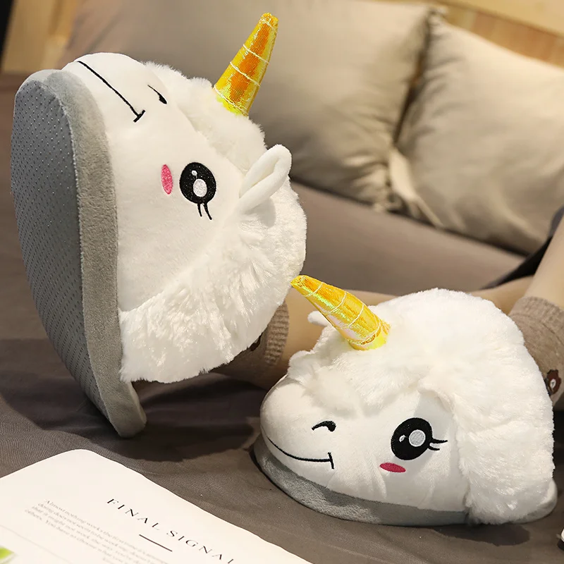 Hot Cute Plush Unicorn Toys Indoor Warm Winter Adult Stuffed Cartoon Shoes Valentine Gift for Girls Christmas Present | Игрушки и хобби