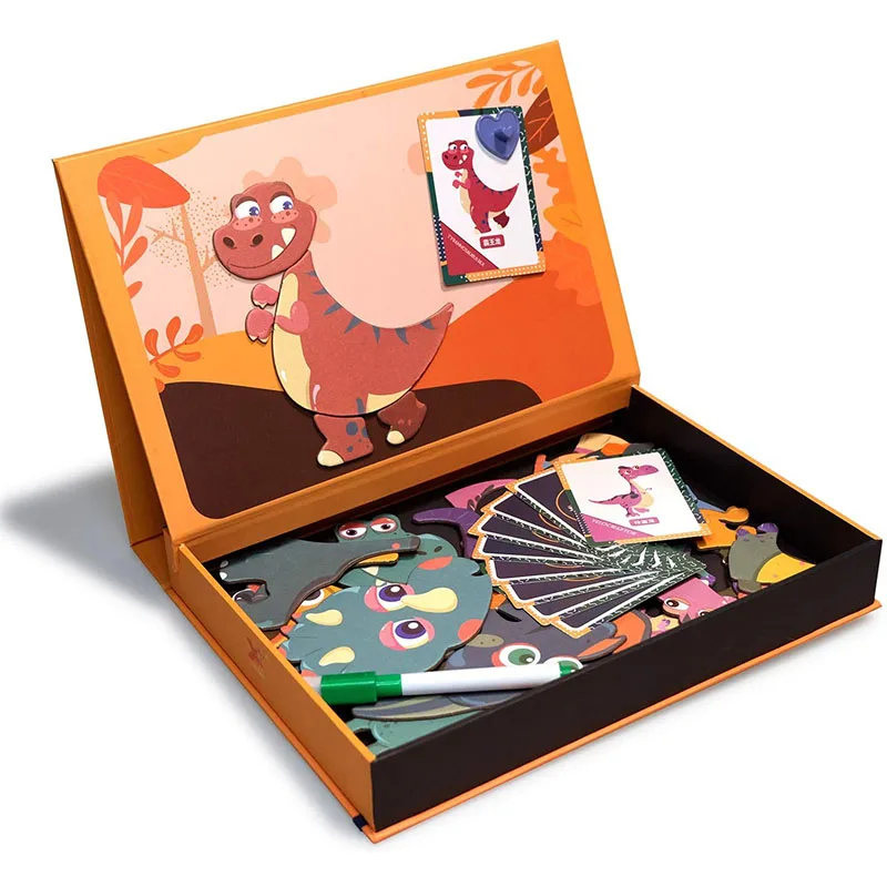 

Динозавр, детская игрушка Монтессори, обучающие игрушки для детей, магниты, головоломки, игры с белой доской для рисования