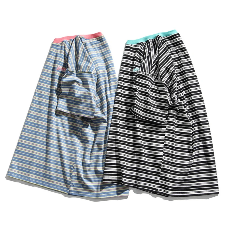 

Mens Striped Letter Embroidery T Shirt Unisex Short Sleeve t shirts 2021 Summer T shirt 100%Cotton Womens O-neck Tops Tees