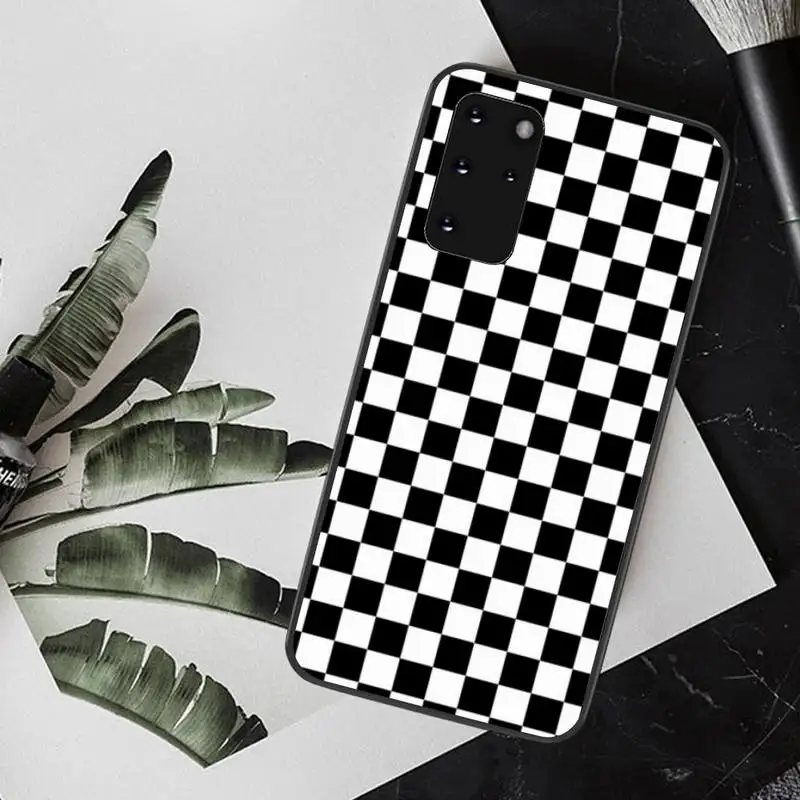 Мягкий резиновый Чехол CUTEWANAN в черно-белую клетку из ТПУ для телефона Samsung S20 plus Ultra