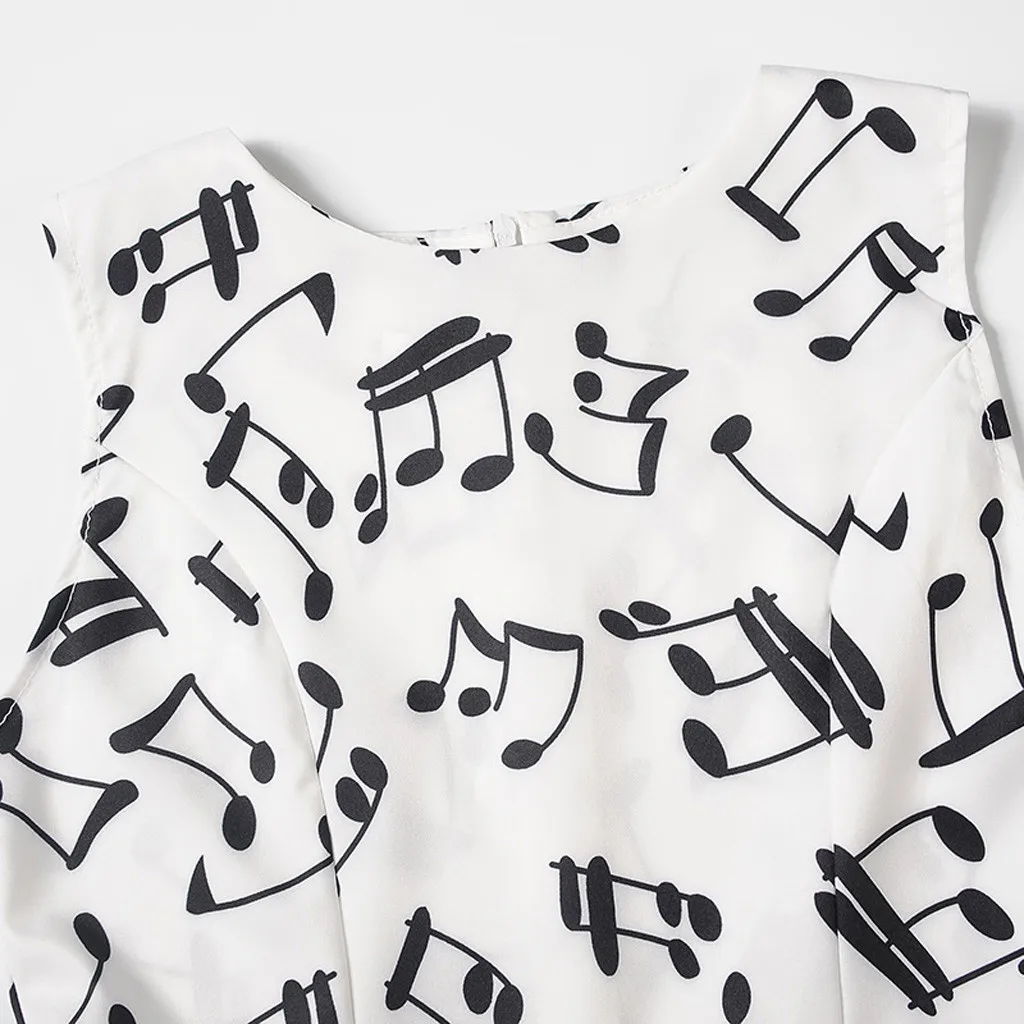 Вечернее платье для девочек без рукавов с винтажным принтом нот принцессы