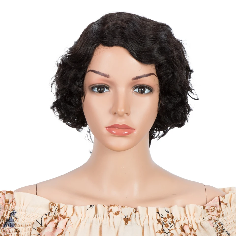 Sleek короткие парики из человеческих волос короткая стрижка парик натуральных Curl