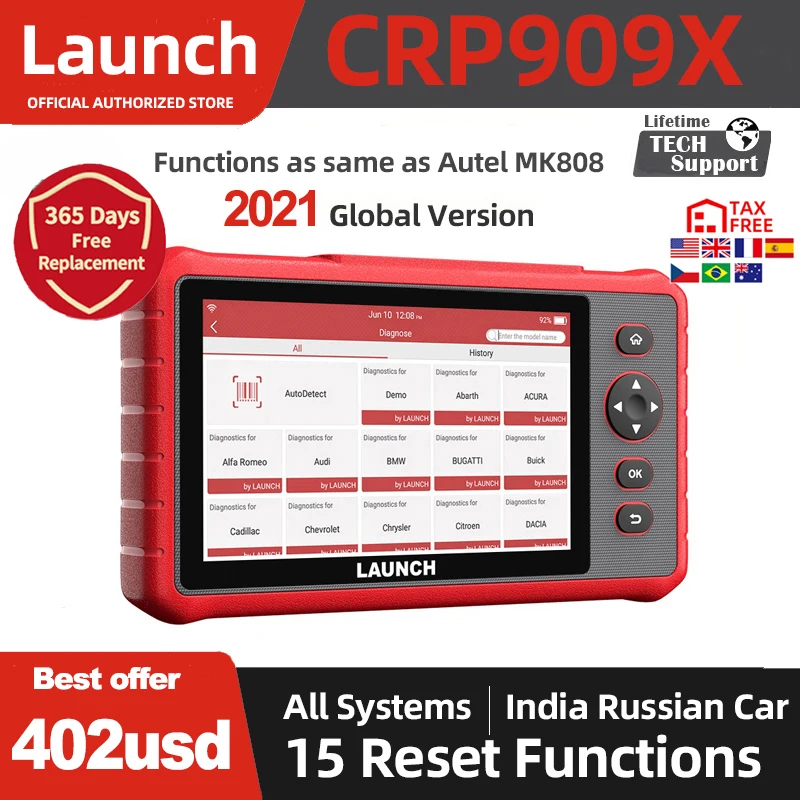 Launch X431 CRP909X Obd 2 Автомобильный сканер диагностический инструмент автомобильный