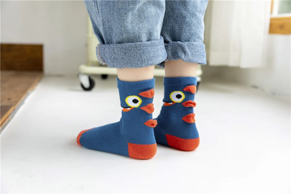 Качественные носки 5 парт/лот с мультяшным динозавром единорогом мягкие летние