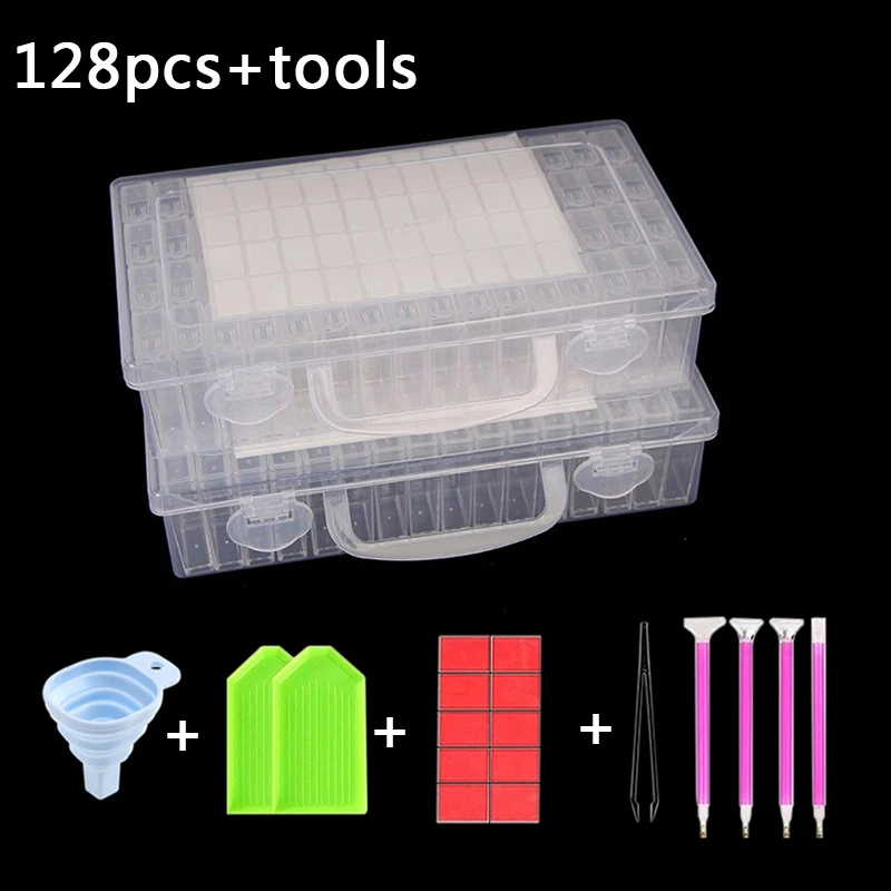 

64/128pcs Bottles Diamond Painting Tools Accessories Storage Box Beads Container Diamond Embroidery Stone Mosaic Convenience Box