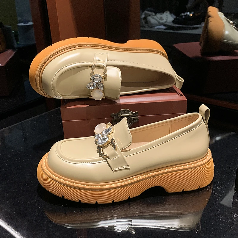 

Women Shoes PU Leather Fashion Loafers Zapatos De Mujer 2021 Slip on Casual Flat Student Shoe Round Toe Platform Shoes for Women