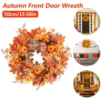 autumn front door wreath artificial maple leaves pumpkin white fruits tree root garland halloween thanksgiving decoration supply