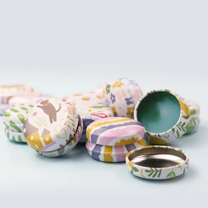 12 шт. мини элегантный цветок жестяная коробка DIY свеча банка бальзам круглый