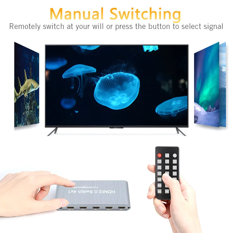 HDMI Switch 2.0 4K 2K Switcher Adapter 4 in 1 out Selector 4x1 Splitter Full 3D 4K60Hz HDCP2.2 for HDTV Xbox PS3 PS4 |