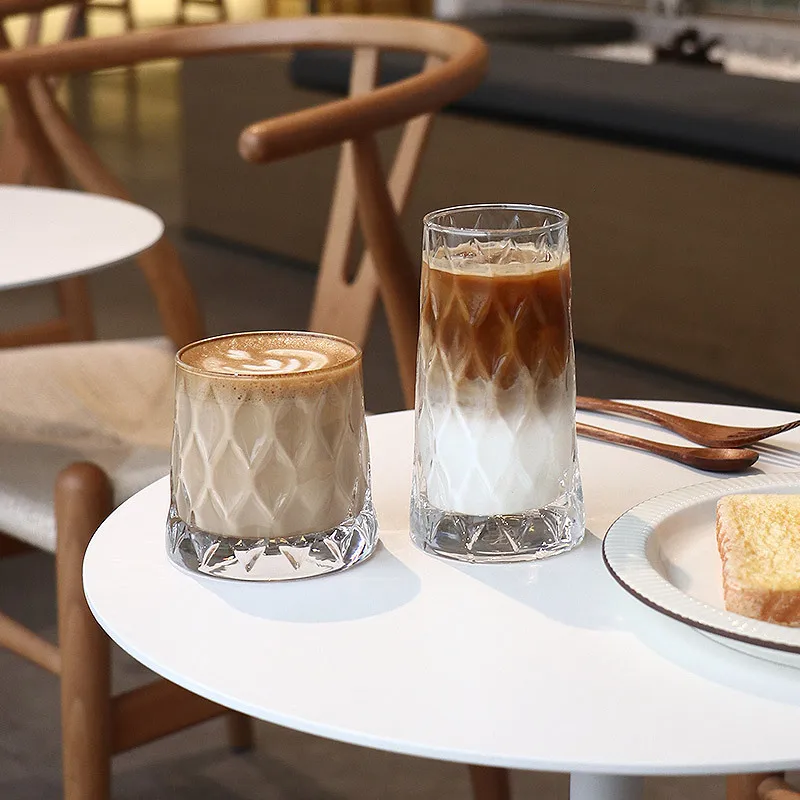 

Transparent Glass Milk Cups Coffee Cup Highball Teacups Drinking Glasses Clear Cocktail Water Glassware Latte Juice Mugs Gift