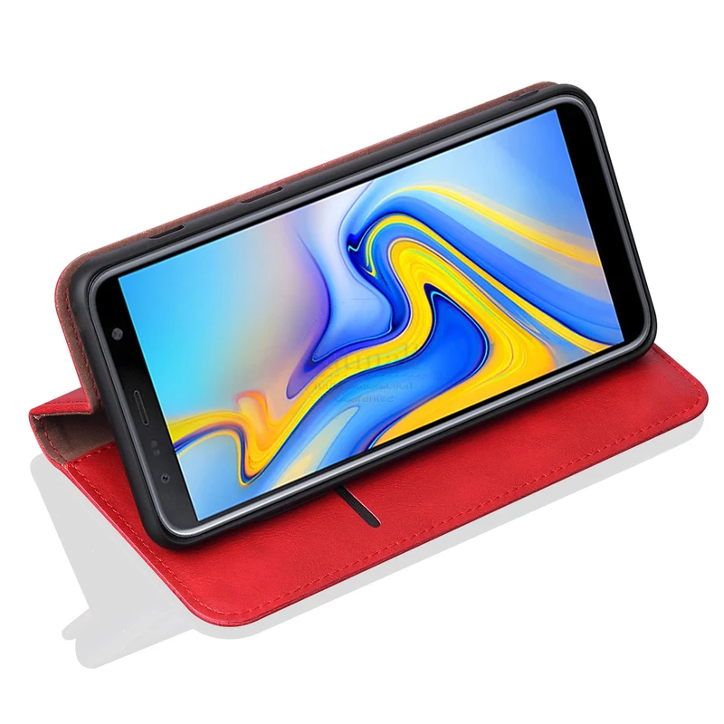 Новый винтажный кожаный флип чехол для Samsung Galaxy J6 plus кошелек роскошный Карманный