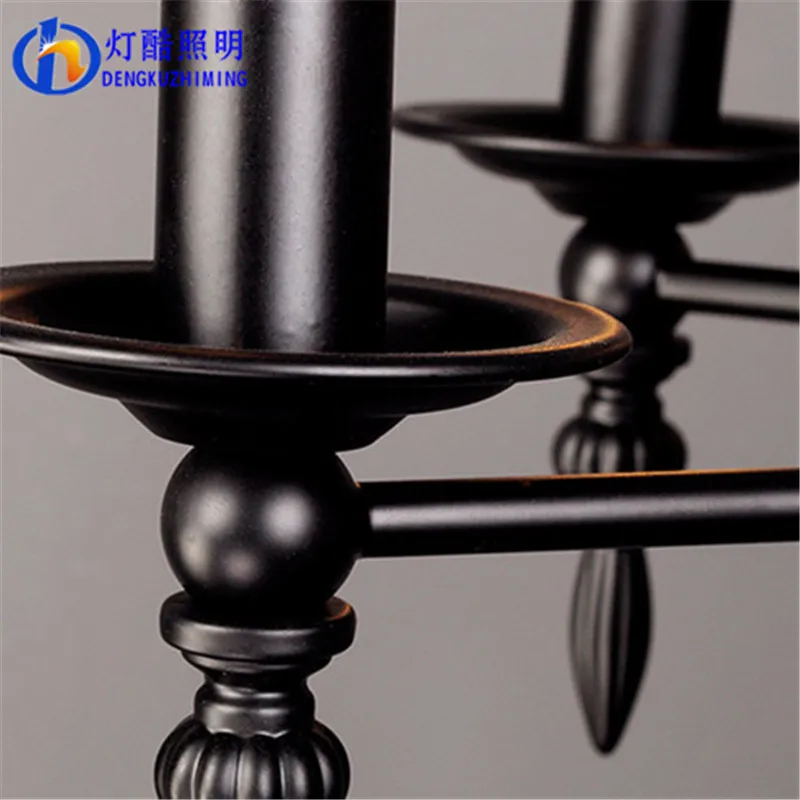 

Vintage Retro Candle Pendant Lights Fixture Wrought Iron Lof American Living Room Hotel Hanging Lamp Bronze Luminaire MJ1027