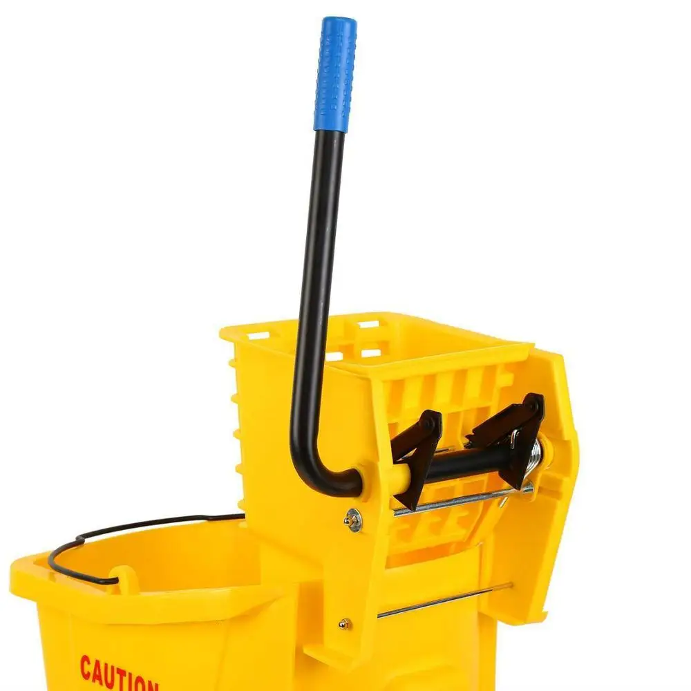 

Yonntech 36L Press Cleaning Trolley Mop Bucket Side Press Wringer Trolley Cart Wheels for Home Shop Garden Hotel Cleaning