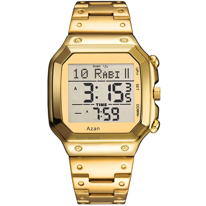 Мусульманские наручные часы исламские Azan автоматические из нержавеющей стали