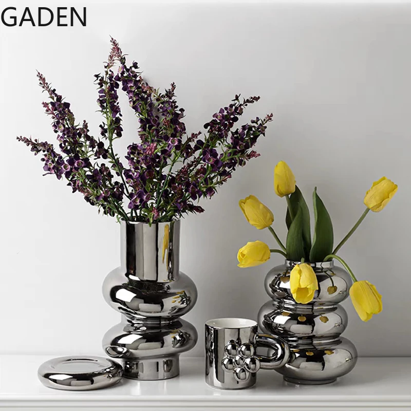 

Керамическая ваза с гальваническим покрытием для сухих цветов