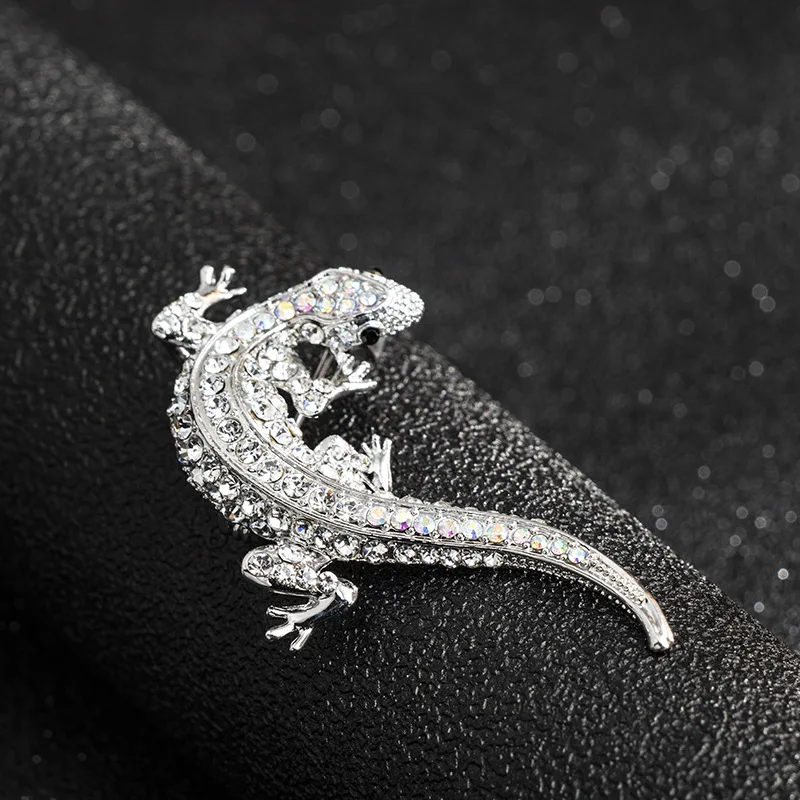 Высококачественный сплав gecko Брошь со стразами отворот костюм рубашка воротник