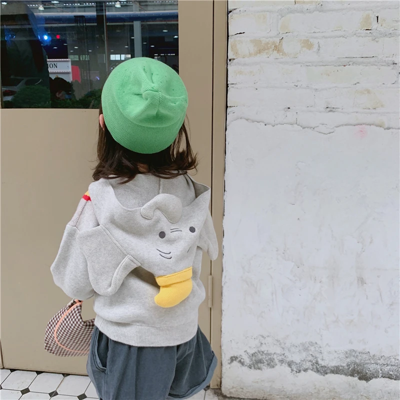 Kawaii/детские свитера на осень зиму Пуловер С Рисунком Слона для маленьких