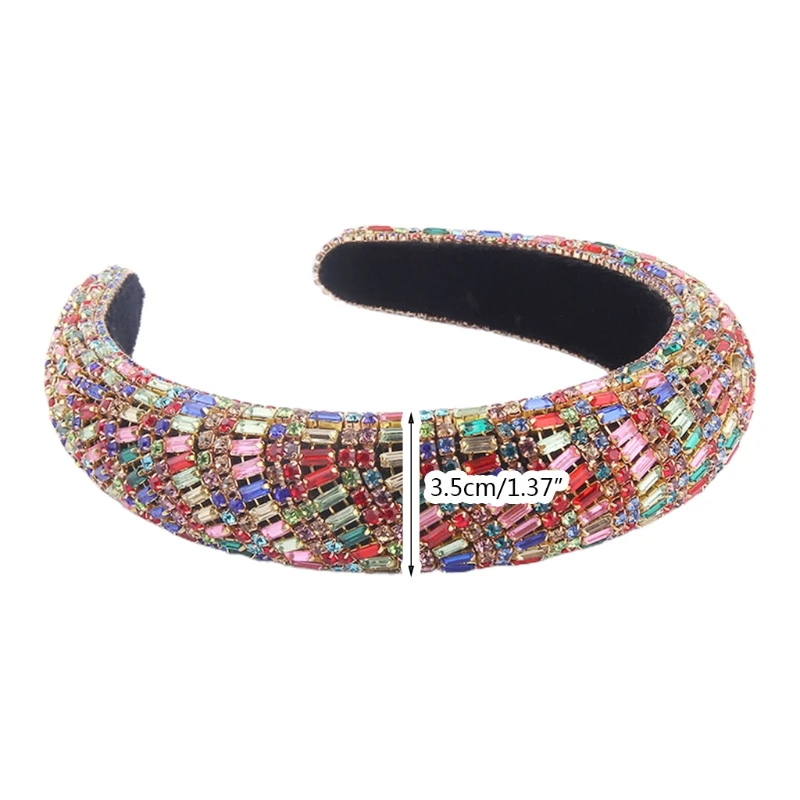 

Baroque Tiaras Wide Headband Luxurious Color Crystal Rhinestones Hair Hoop Female Girls Headwear